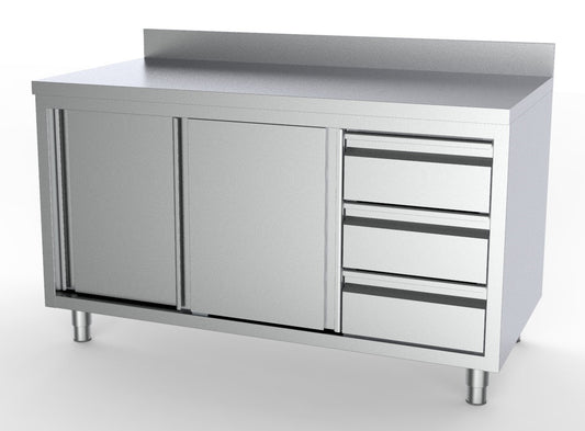 700 WORKTABLE SLIDING DOORS DRAWERS RIGHT WITH UPSTAND 1800