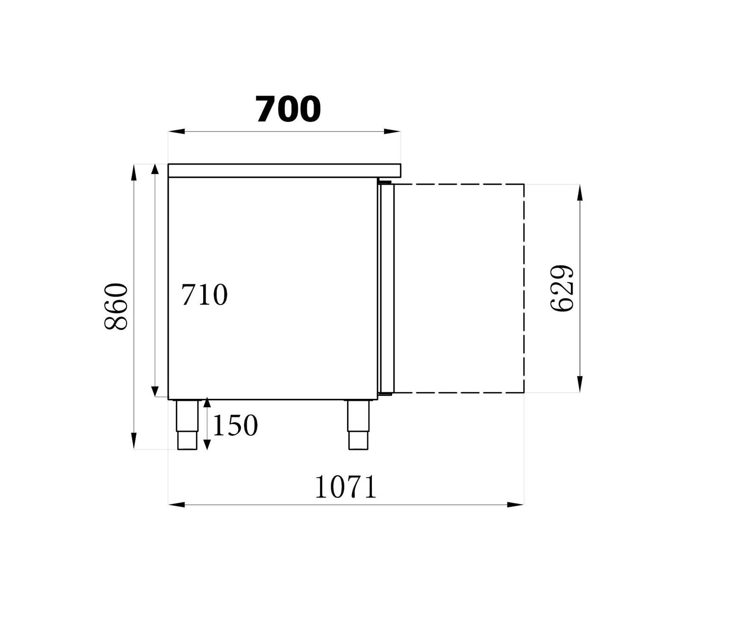 REFRIGERATED NEGATIVE COUNTER 2 DOORS