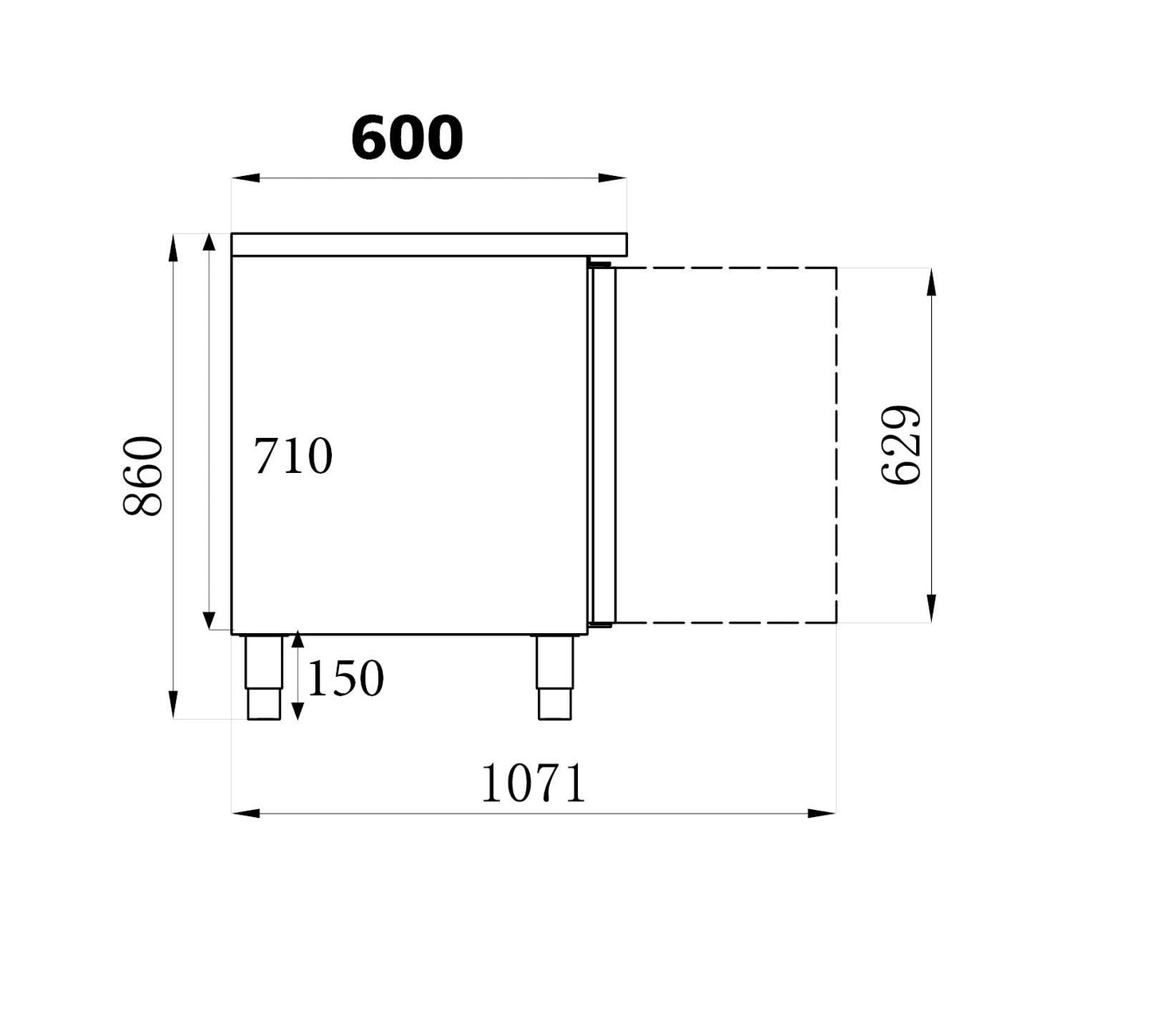 600 REFRIGERATED COUNTER 3 DOORS