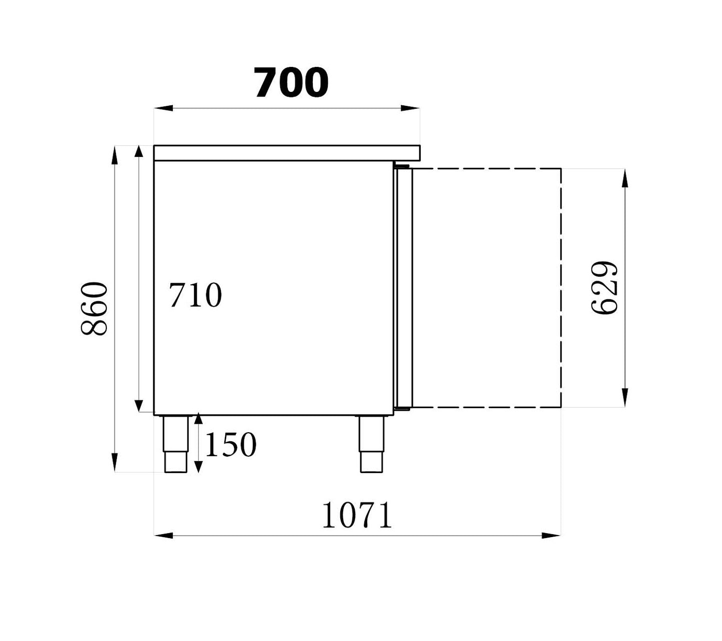 700 REFRIGERATED COUNTER SINK 2 DOORS