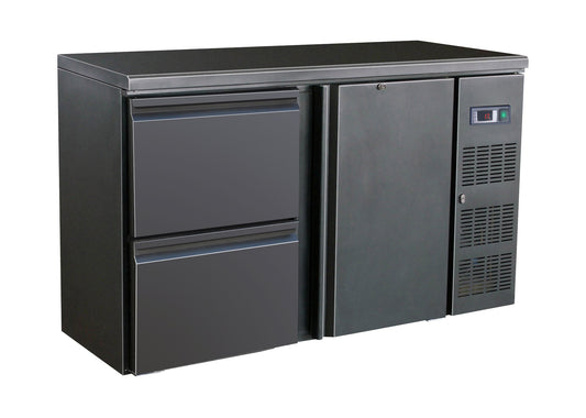 BARCOOLER BLACK 1 DOOR AND 2 DRAWERS