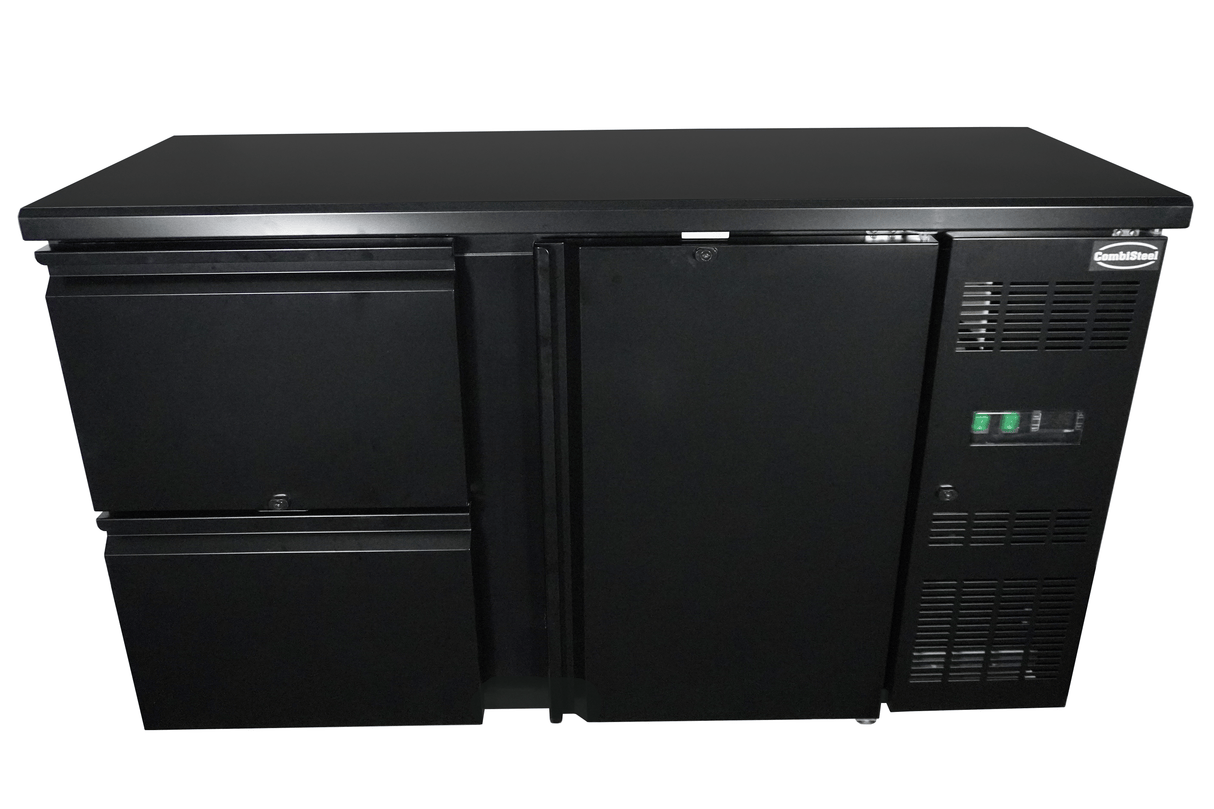 BARCOOLER BLACK 1 DOOR AND 2 DRAWERS