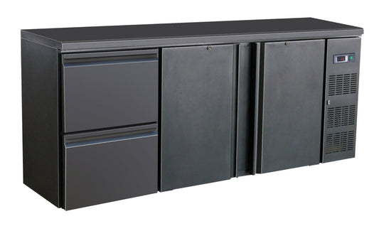 BARCOOLER BLACK 2 DOORS AND 2 DRAWERS