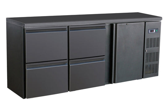 BARCOOLER BLACK 1 DOOR AND 4 DRAWERS