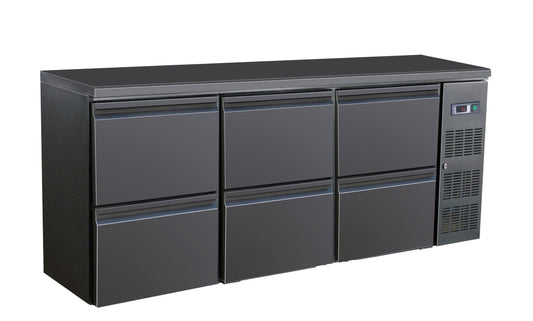 BARCOOLER BLACK 6 DRAWERS