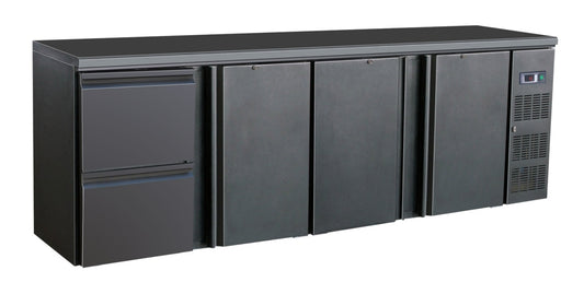 BARCOOLER BLACK 3 DOORS AND 2 DRAWERS