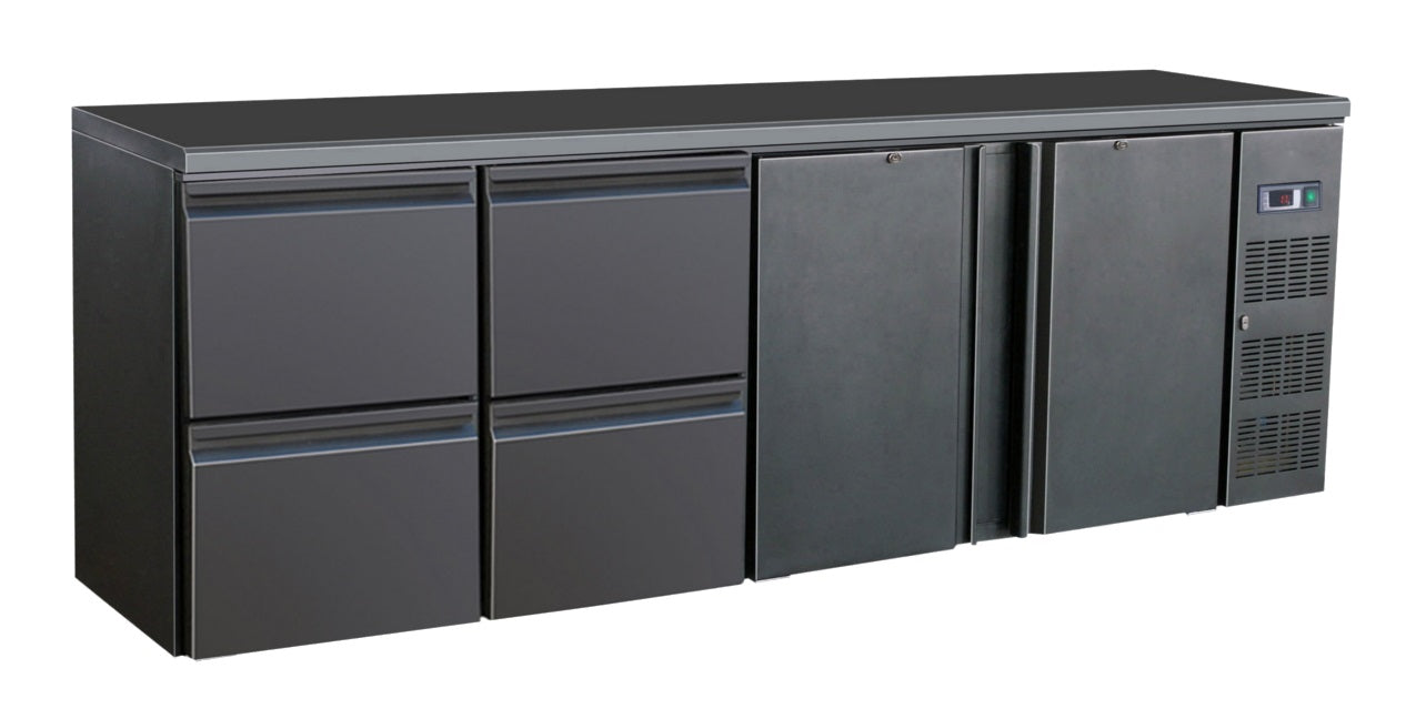 BARCOOLER BLACK 2 DOORS AND 2 DRAWERS