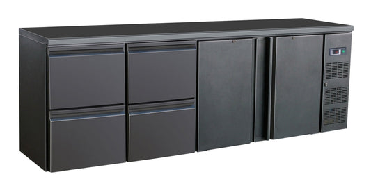 BARCOOLER BLACK 2 DOORS AND 2 DRAWERS