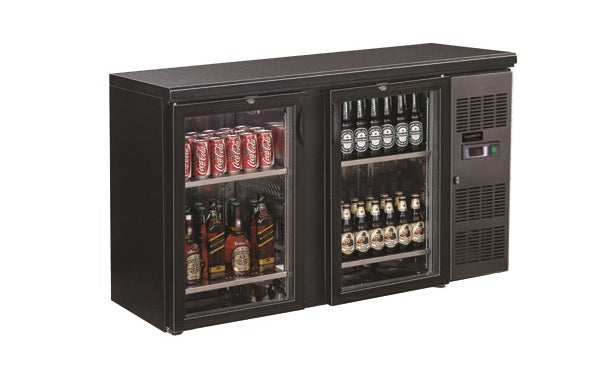 BACKBAR COOLER BLACK 2 GLASS DOORS