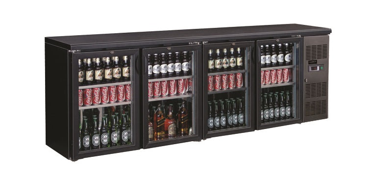 BACKBAR COOLER BLACK 4 GLASS DOORS
