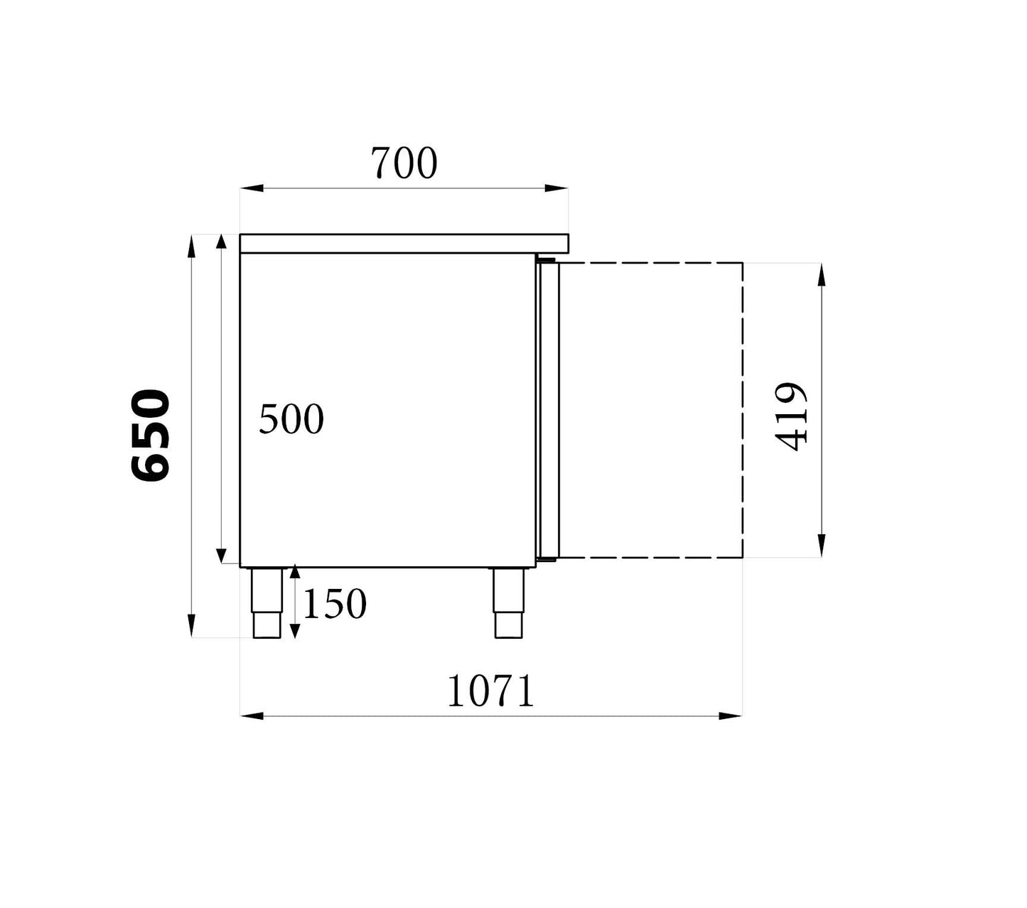 REFRIGERATED COUNTER HEIGHT 650 4 DOORS