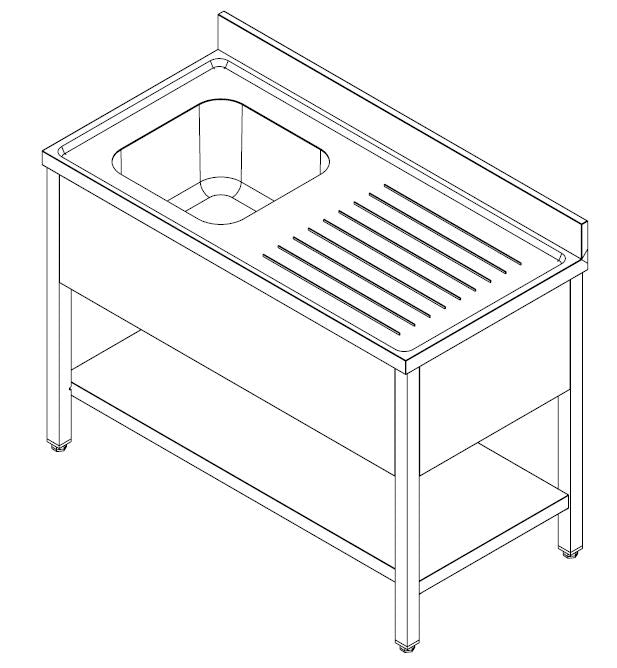 600 SINK UNIT SHELF FLAT PACKED 1 LEFT 1200