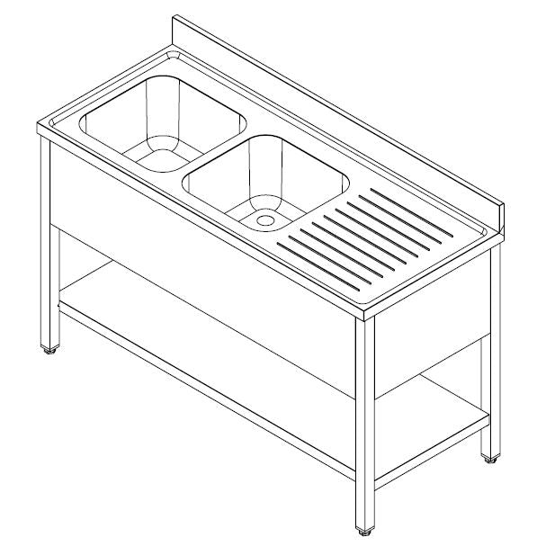 700 SINK UNIT SHELF FLAT PACKED 2 LEFT 1600