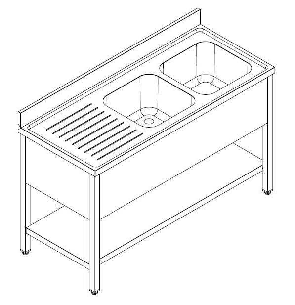 700 SINK UNIT SHELF FLAT PACKED 2 RIGHT 1600