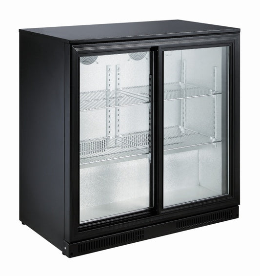 BACKBAR COOLER BLACK 2 SLIDING DOORS