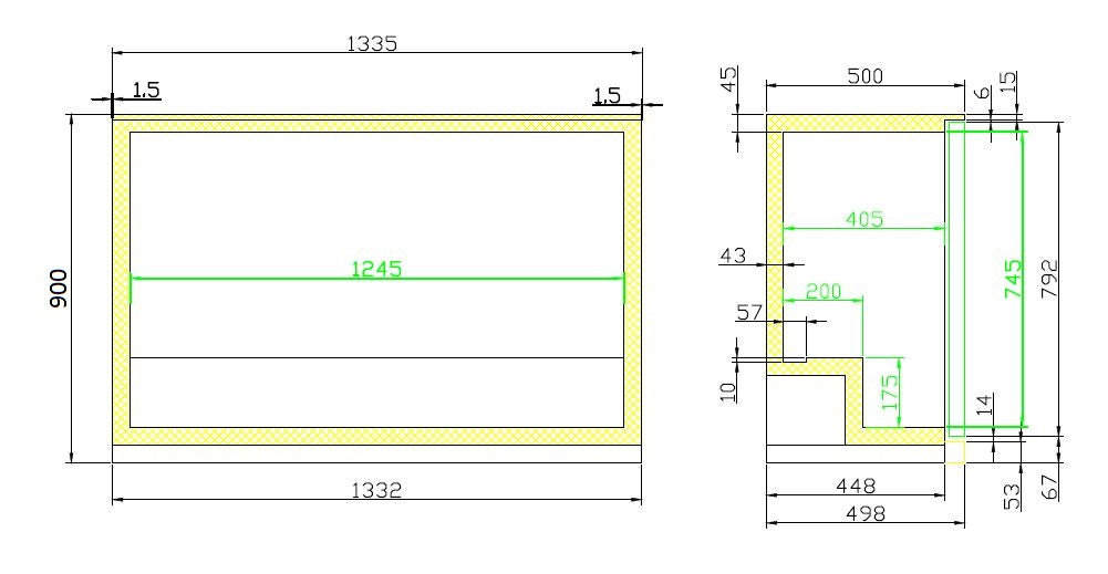 BACKBAR COOLER BLACK 3 SLIDING DOORS