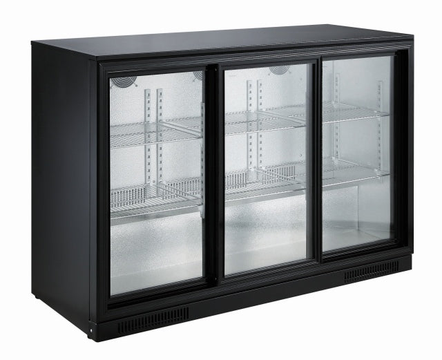 BACKBAR COOLER BLACK 3 SLIDING DOORS