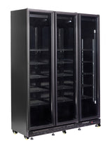 REFRIGERATOR 3 GLASS DOORS BLACK NAP-1200 HT - WITH DOOR HEATING