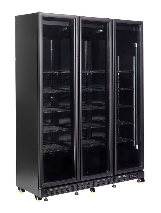 REFRIGERATOR 3 GLASS DOORS BLACK NAP-1200 HT - WITH DOOR HEATING
