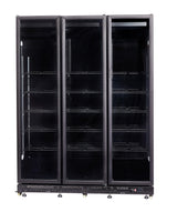 REFRIGERATOR 3 GLASS DOORS BLACK NAP-1200 HT - WITH DOOR HEATING