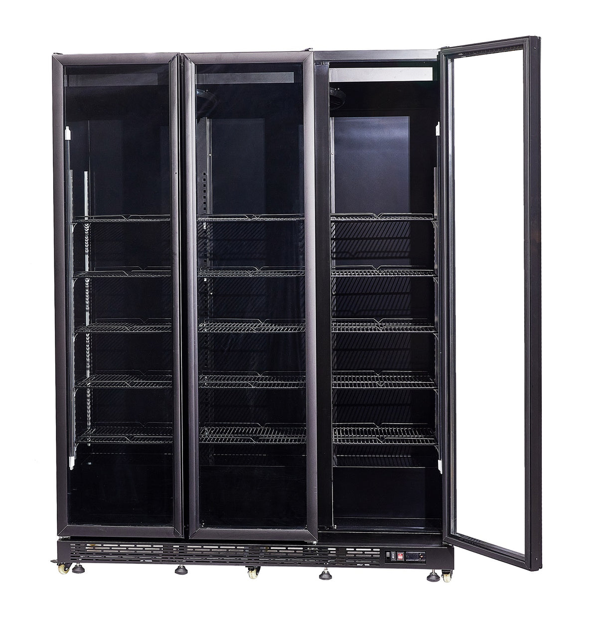 REFRIGERATOR 3 GLASS DOORS BLACK NAP-1200 HT - WITH DOOR HEATING