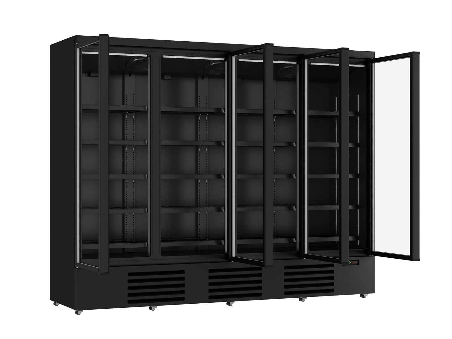 Black 4-Door Glass Refrigerator