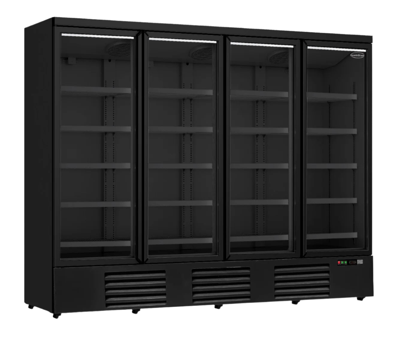 Black 4-Door Glass Refrigerator
