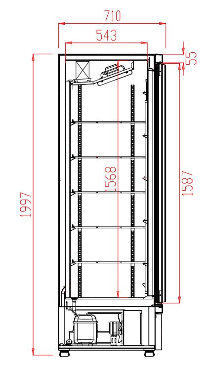 REFRIGERATOR 1 GLASS DOOR BLACK JDE-600R BL
