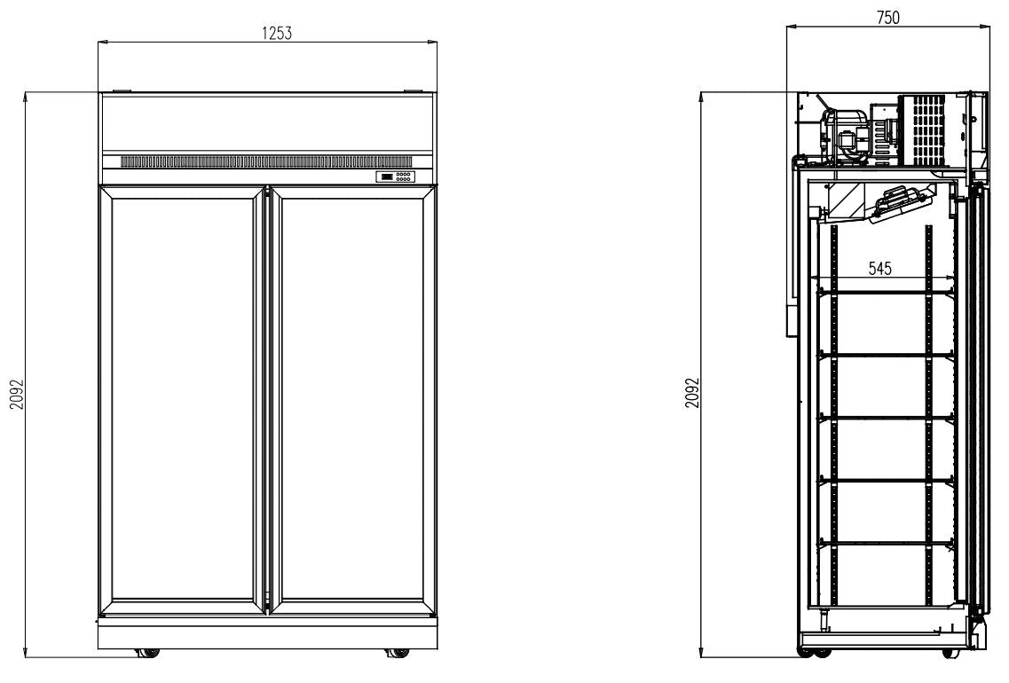 REFRIGERATOR 2 GLASS DOORS BLACK INS-1000R BL
