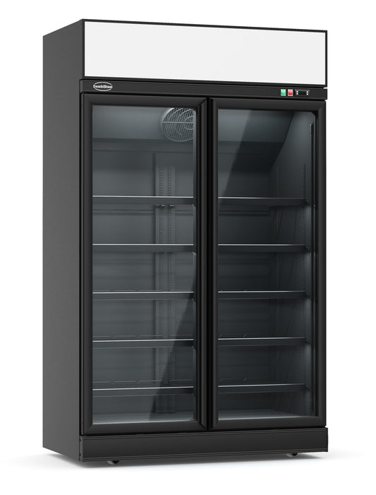 FREEZER 2 GLASS DOORS BLACK INS-1000F BL