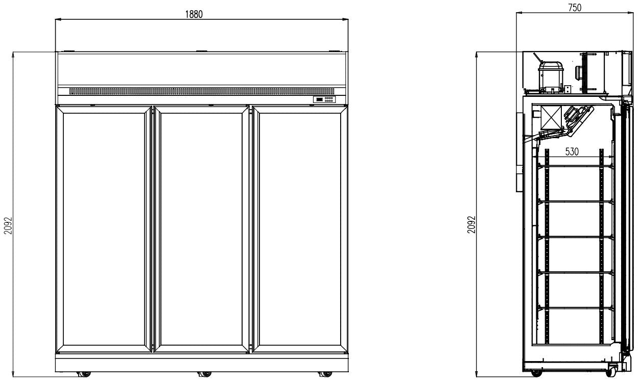FREEZER 3 GLASS DOORS INS-1530F