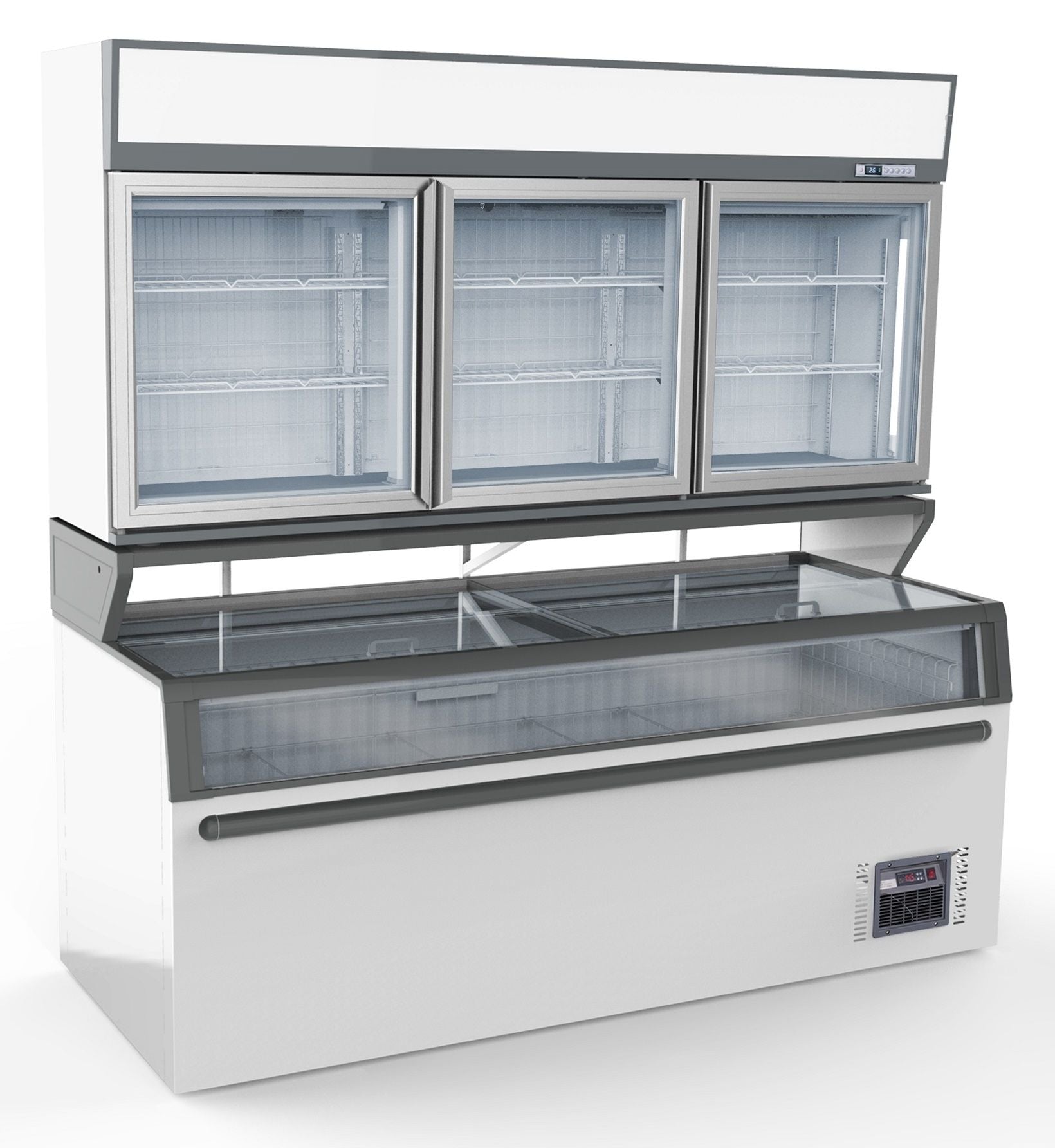 WALL MOUNTED FREEZER UNIT WHITE 3 GLASS DOORS