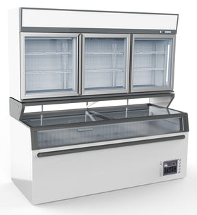 WALL MOUNTED FREEZER UNIT WHITE 3 GLASS DOORS