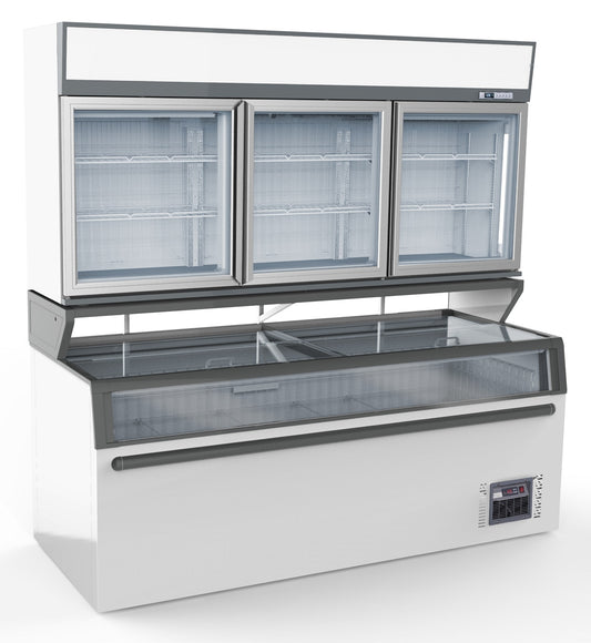 WALL MOUNTED FREEZER UNIT WHITE 3 GLASS DOORS