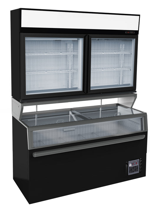 WALL MOUNTED FREEZER UNIT BLACK 2 GLASS DOORS