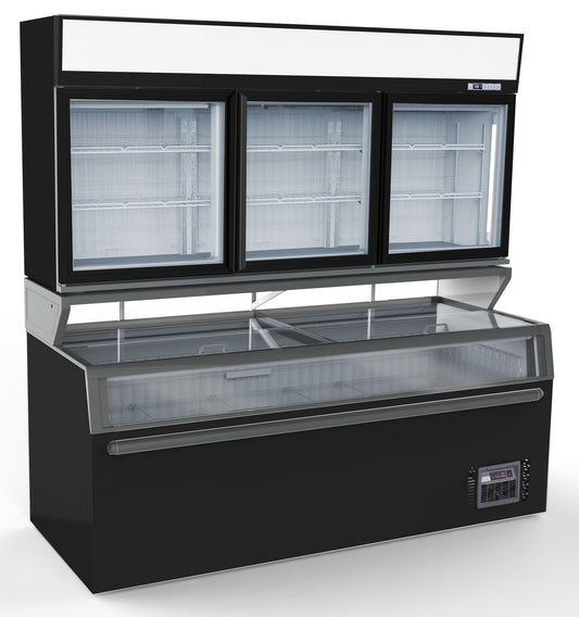 WALL MOUNTED FREEZER UNIT BLACK 3 GLASS DOORS