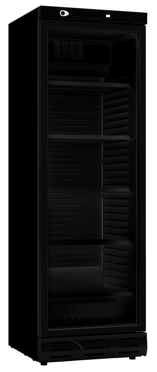 REFRIGERATOR 1 GLASS DOOR 382L BLACK WITHOUT LIGHT BOX