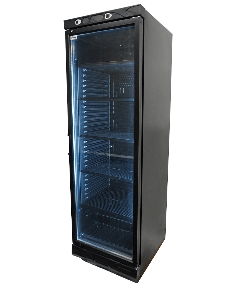 REFRIGERATOR 1 GLASS DOOR 382L BLACK WITHOUT LIGHT BOX