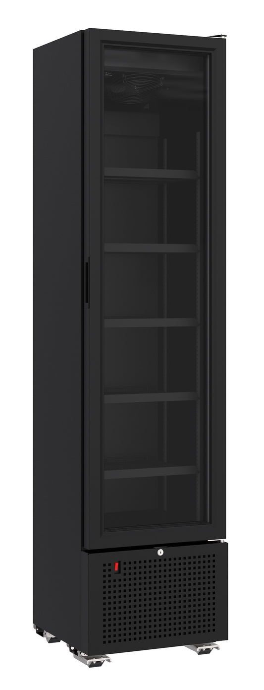 REFRIGERATOR 1 GLASS DOOR BLACK 221L