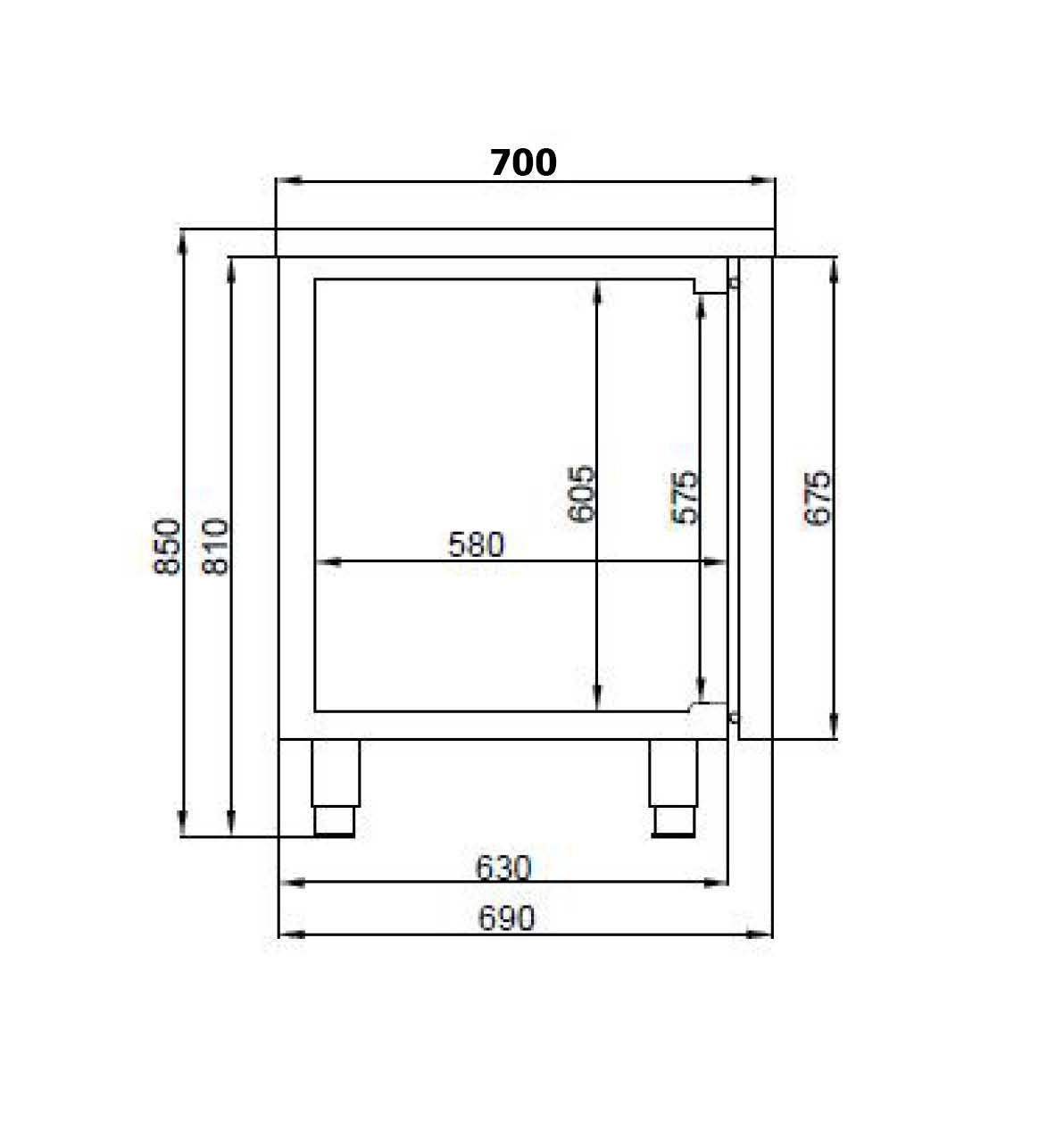 700 REFRIGERATED COUNTER 2 DOORS EXCL. MOTOR