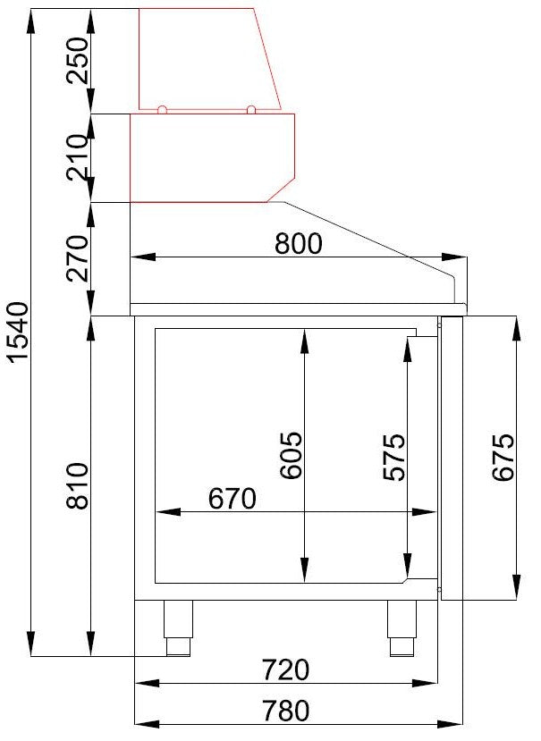 PIZZA COUNTER 2 DOORS 5 DRAWERS