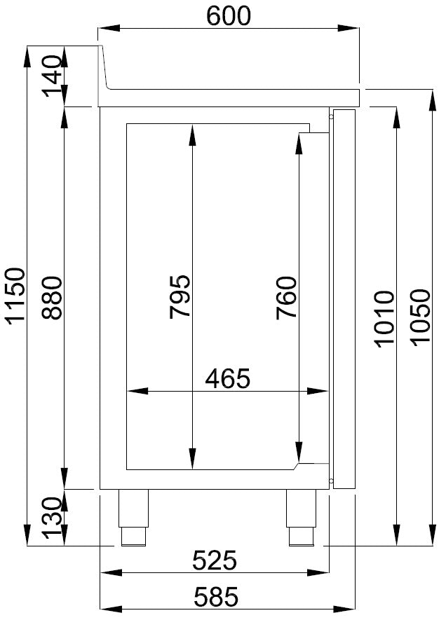 600 REFRIGERATED COUNTER 2 DOORS  WITH DISPOSAL DRAWER FOR COFFEE