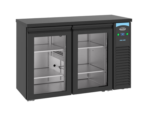 BARCOOLER BLACK 2 GLASS DOORS
