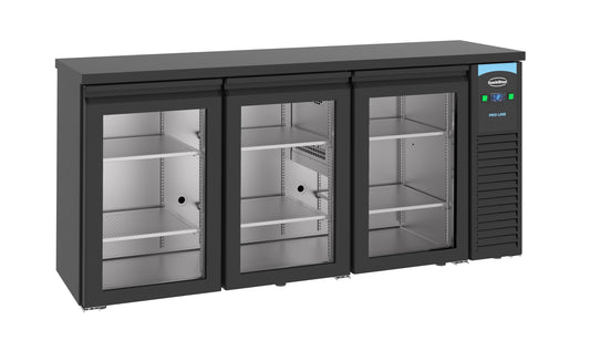 BARCOOLER BLACK 3 GLASS DOORS