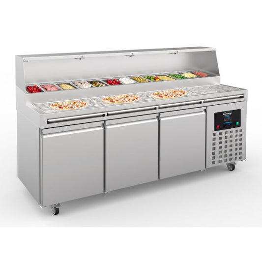 3 Door Pizza Preparation Counter Saldate Fridge 2370mm Wide