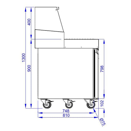 3 Door Pizza Preparation Counter Saldate Fridge 2370mm Wide