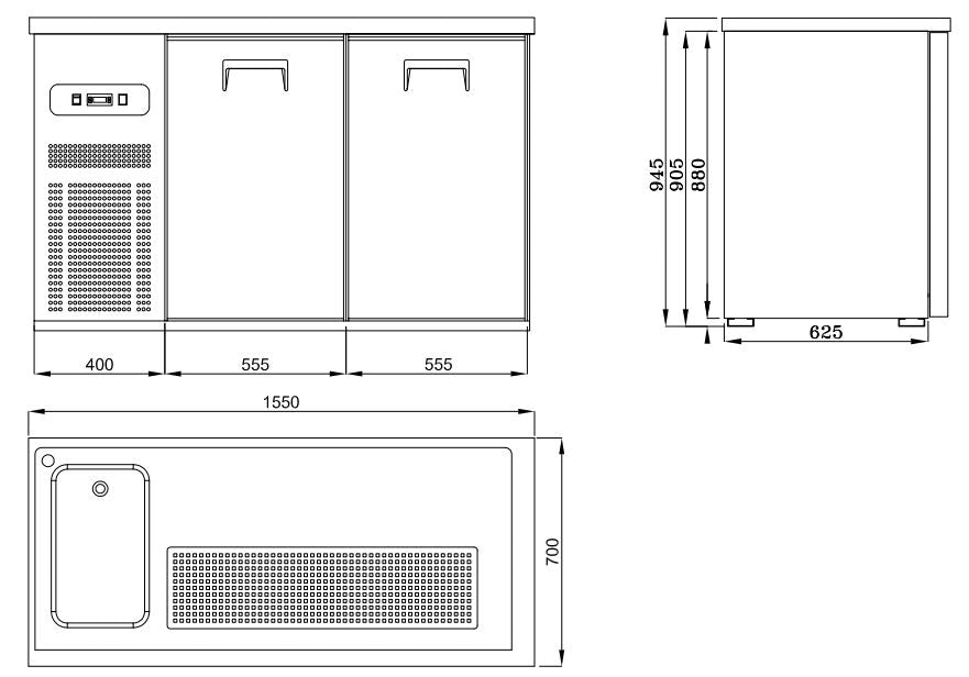 Double Door Bottle Cooler Beer Tap Counter 1L