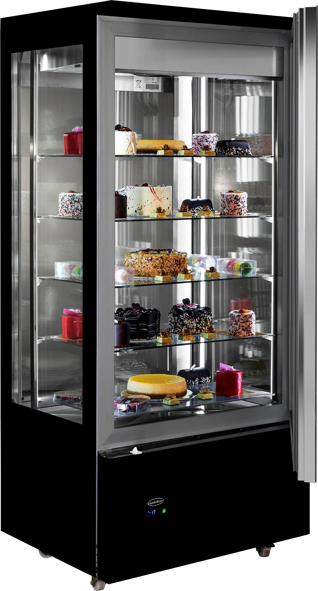 Premium Black Stainless Steel Display Refrigerator – 400L Capacity