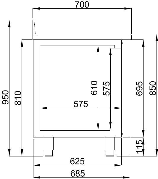 700 REFRIGERATED COUNTER UPSTAND 3 DOORS MONO BLOCK