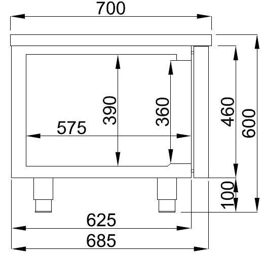 REFRIGERATED COUNTER 600 HEIGHT 3 DRAWERS